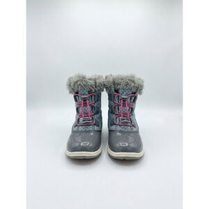 See Kai Run Toddler Waterproof Winter Snow Boots Grey Pink Polka Dot Faux Fur